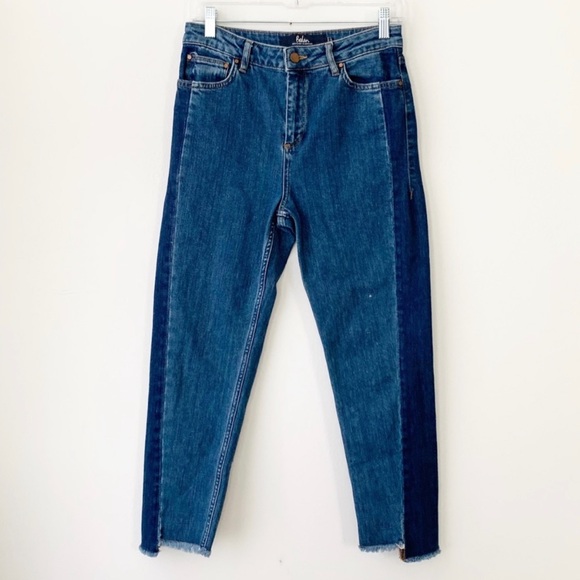 Boden Cambridge Ankle Skimmer Jeans Two Tone Step Hem T0124 Blue Size 6 D93 - Picture 3 of 7
